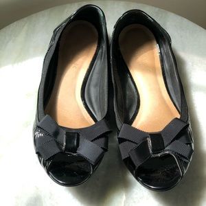 Kate Spade Sassy Felice Patent Bow PeepToe Flat 8